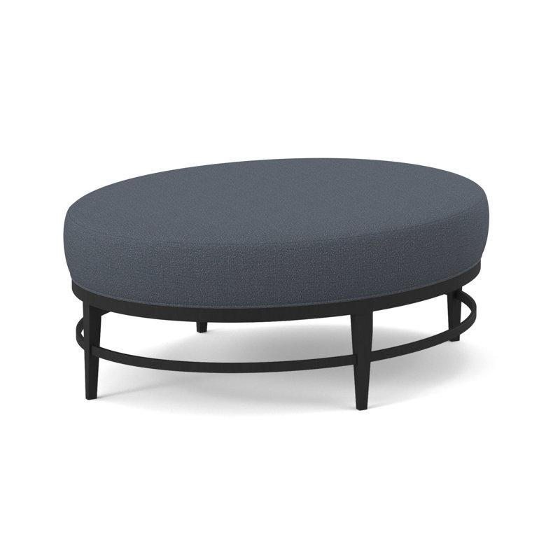 Elliptic Boucle and Velvet Ottoman, Margaret Tangelo Polyester Blend, Espresso