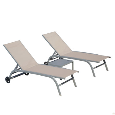 Ensemble de 3 chaises longues d'extérieur