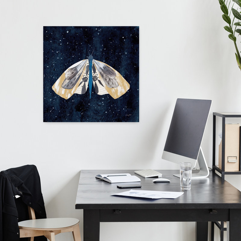 Art mural contemporain Elegant Moth III, H 18 po x l 18 po