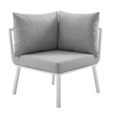 Samyia Outdoor Patio Aluminum Corner Chair with Sunbrella Cushions