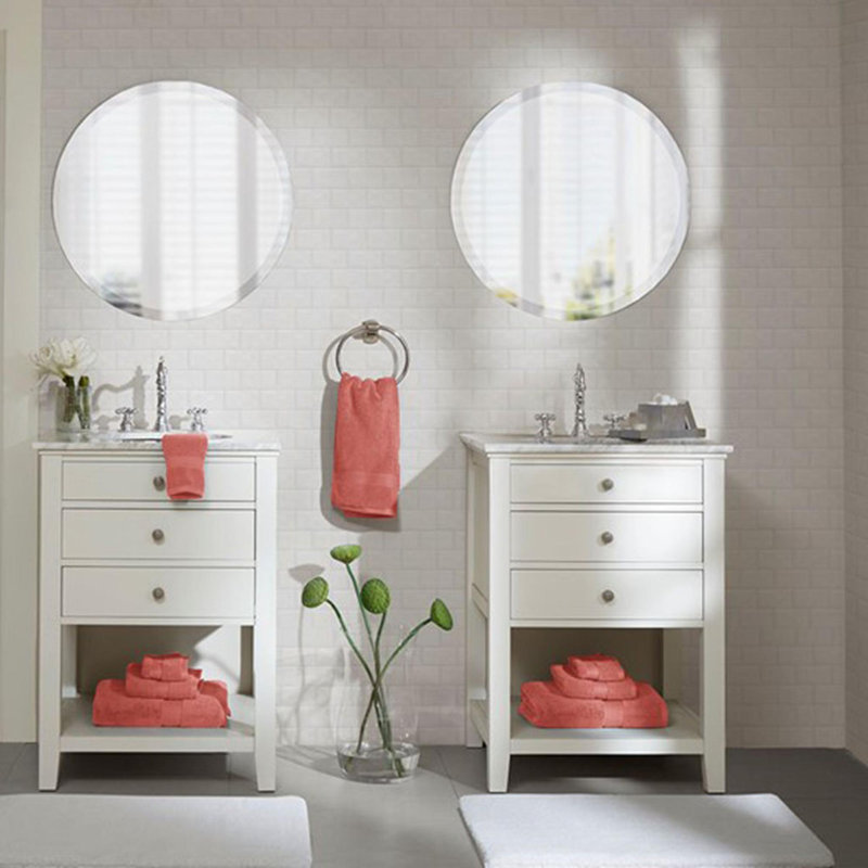 Ensemble de serviettes antimicrobiennes 100% coton 8 pièces, Corail