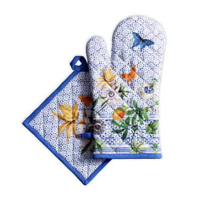Maison D' Hermine Cotton Potholder & Oven Mitt Set