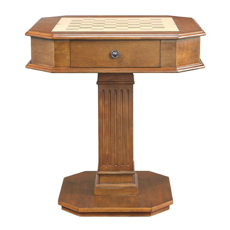 Table d'échecs, de dames et de backgammon 3-en-1, Brun