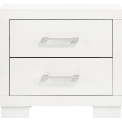 White Rectangular 2 - Drawer Nightstand With Metal Handles, Bedroom For Keeping Things Neat, Clean And Modern Aesthetic, 23h X 15d Inches Bar Pulls, Organizer, Classic Look, Solid Wood Blend, 15 Deep