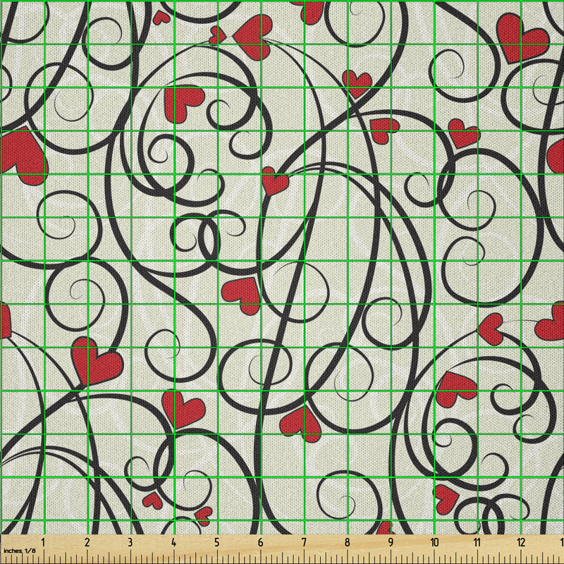 Dakshit Wave Floral Heart Summer Swirl Illustration Flourishes Foliage Classical Fabric