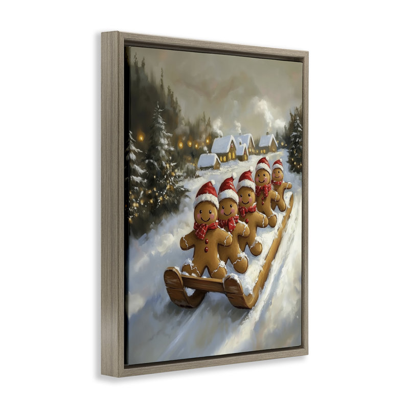 Cadre flottant Gingerbread Snow Day, design par Arlington Prints, Cadre flottant orme Montalcino, H 21 po x l 17 po