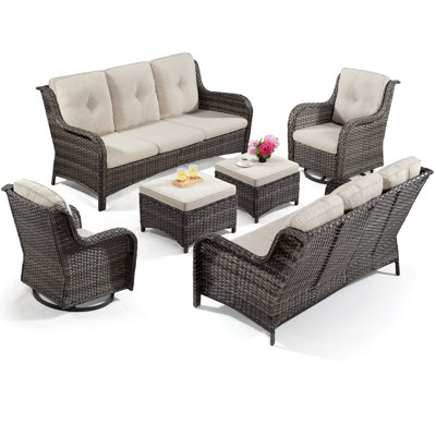 Anahit Wicker 10 - Person Patio Conversation Set with Cushions