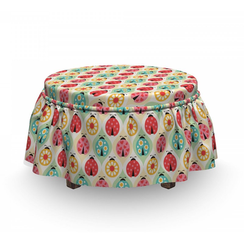Housse pour repose-pieds floral insectes dessins