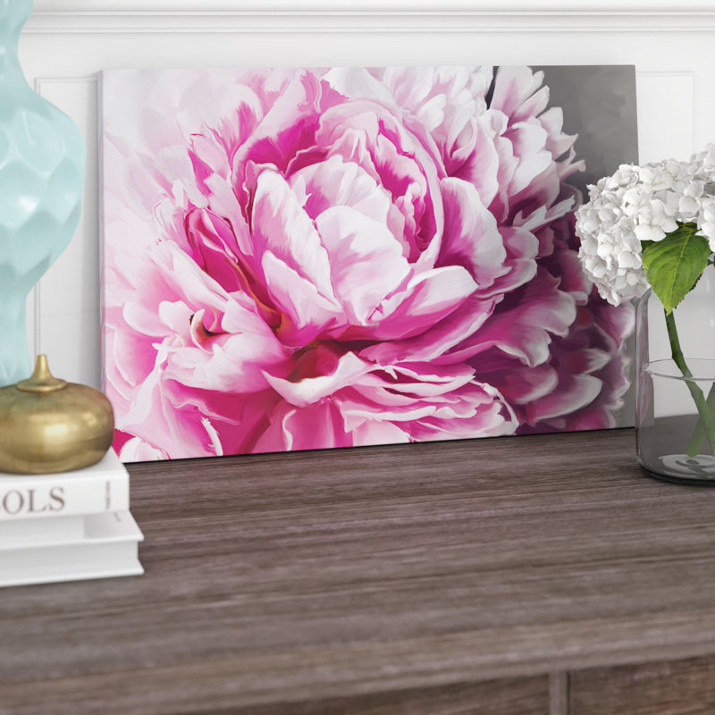 " Peony Blush " by 5by5collective, 12" H x 18" W x 1.5" D, Wrapped Canvas, No Matte