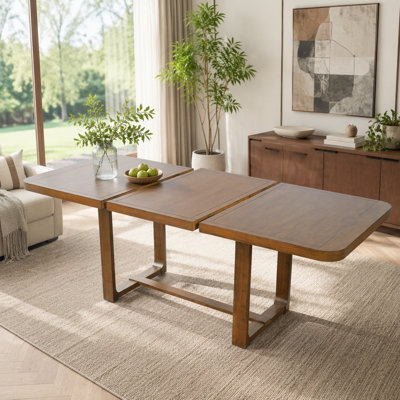 Extendable Solid Wood Dining Table with Removable Leaf