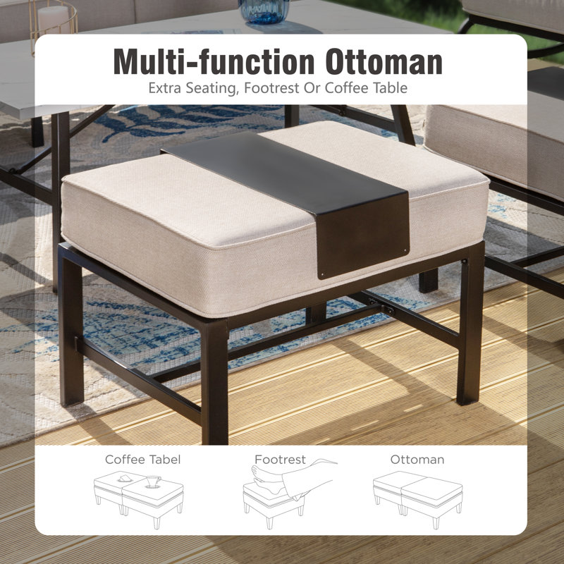 Tapasi Outdoor Patio Conversation Furniture Set, Beige, Yes