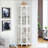 Corner Curio Cabinet With 4 Adjustable Tempered Glass Shelves And Lighting System, Solid Wood Legs, Acrylic Mirrored Back Panel-1908230431