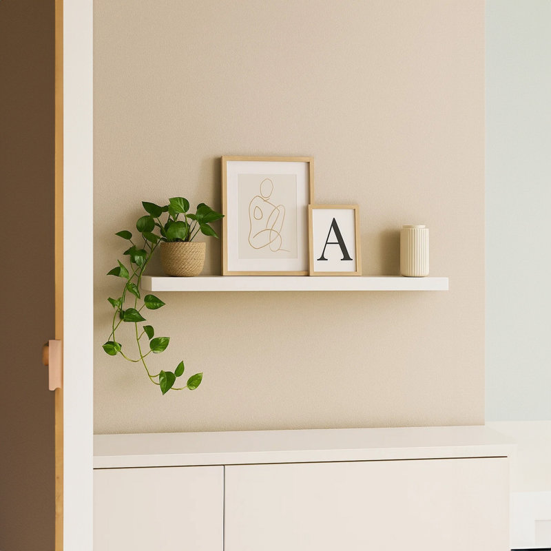 Tablette murale suspendue Gima, panneau de fibres à densité moyenne, blanc, rectangulaire, 47 pouces