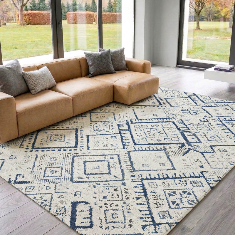 Premium Machine Washable Mayfield AMF2470 Global Rug, Ivory, 9' x 12'