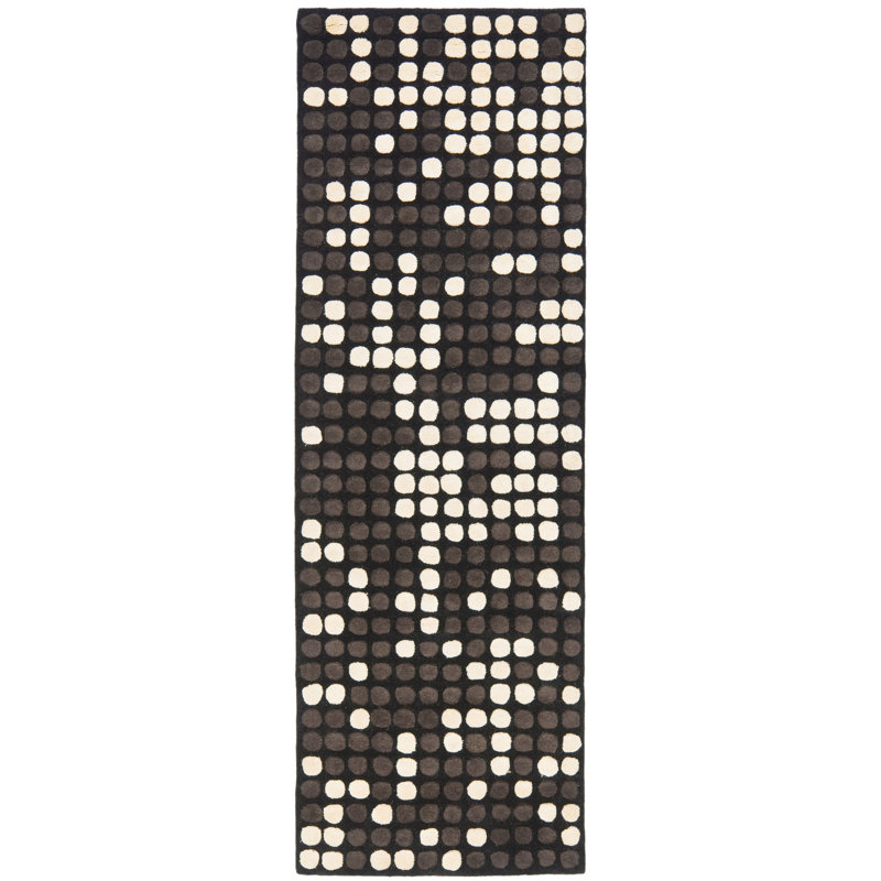 Amier Hand Tufted Wool And Viscose Geometric Rug, Runner 2'6" x 12'