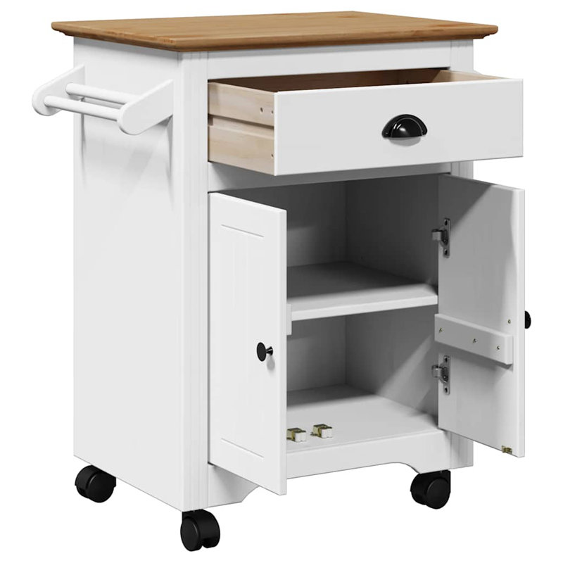 Kitchen Serving Cart, White/Brown