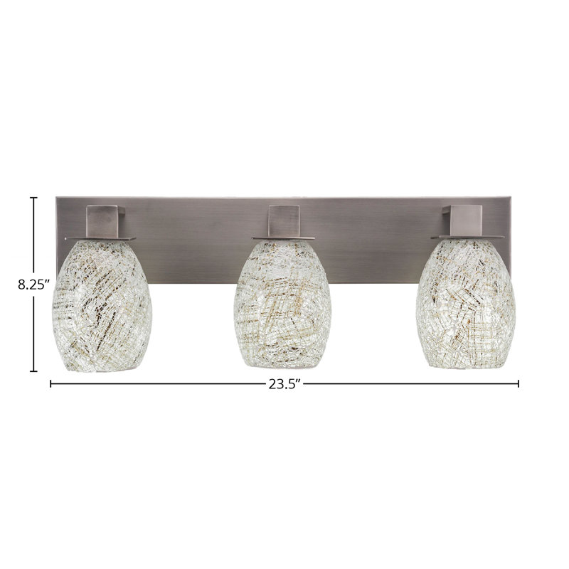 Costanzo Apollo 3 Light Bath Bar Shown In Graphite Finish With 5.5" Natural Fusion Glass