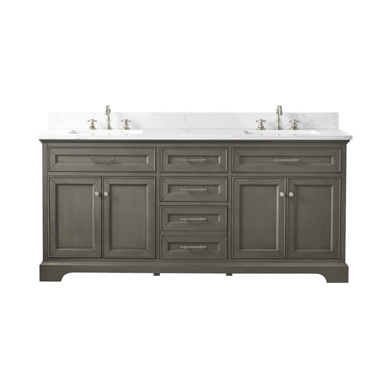 Thompson 72" W Double Bathroom Vanity, Silver Gray/Brushed Nickel