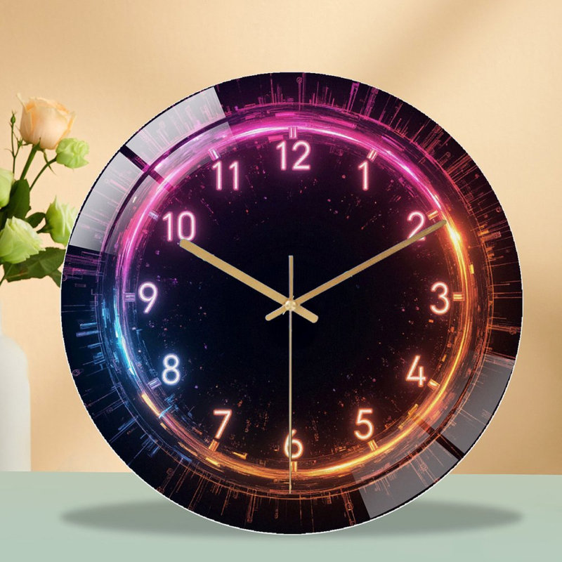 Horloge murale élégante à DEL avec mouvement silencieux - Horloge murale moderne en verre 12 po