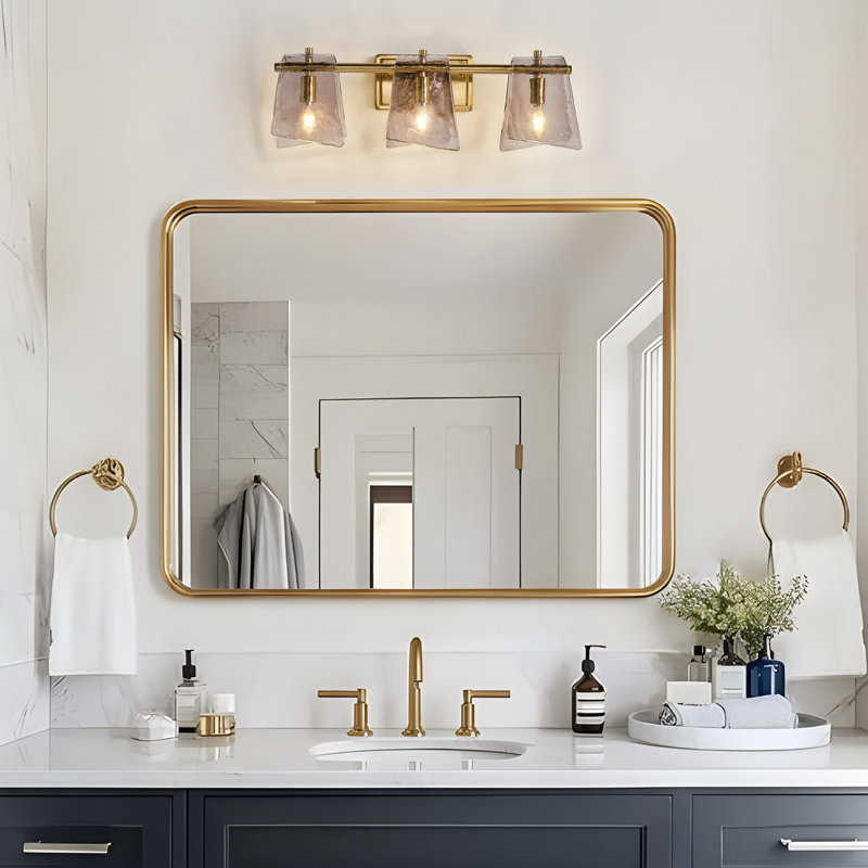 Aidyn 3 - Light Mordern Gray Glass Bathroom Vanity Light, Gold