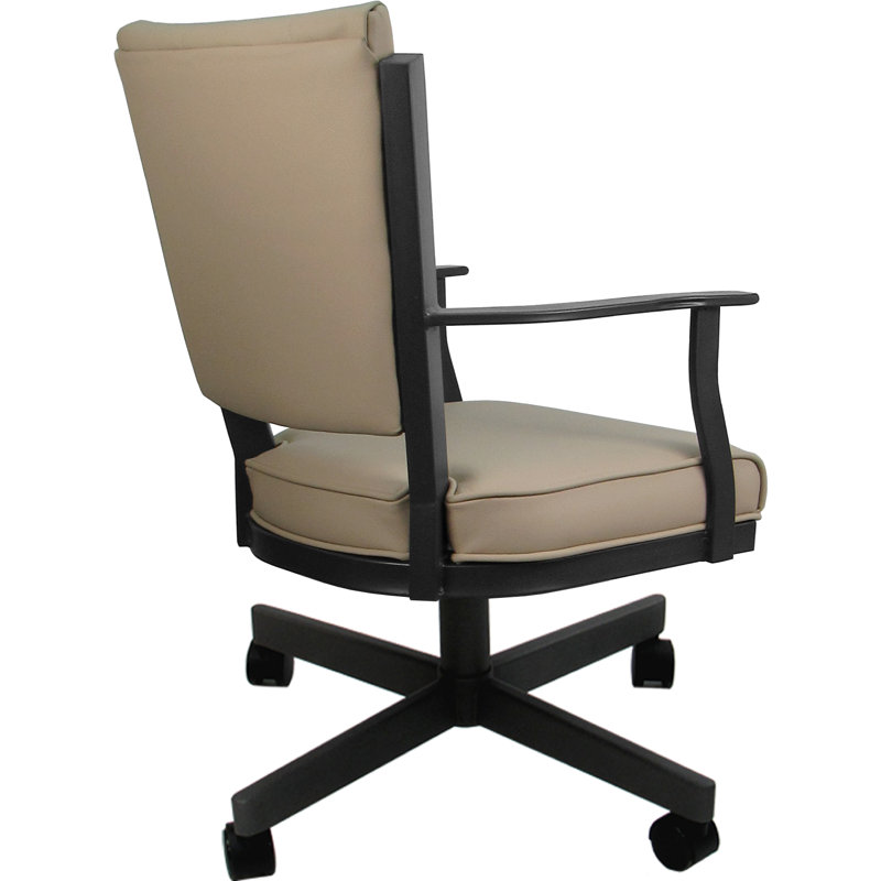 Leather Dining Caster Chair Swivel Tilt, Gray, Tan