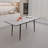 47" Expandable To 63" " Mdf Square White Marble Patterned Dining Table, Modern Industrial Kitchen And Dining Table