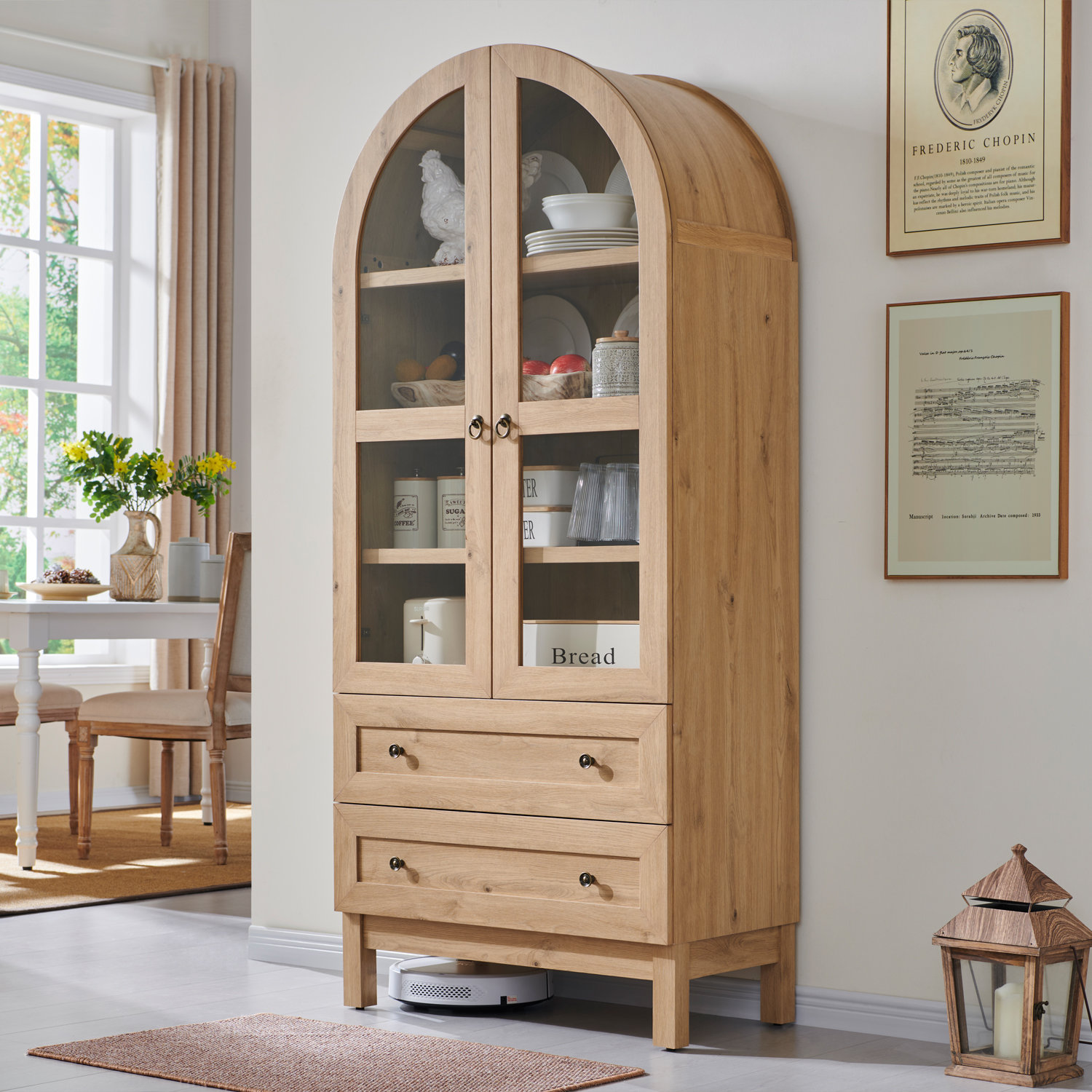 Winston Porter Cardentey 71" Tall Arched Kitchen Pantry, Modern Farmhouse Wood Kitchen Storage Cabinets with 2 Large Drawers and Adjustable Shelves & Reviews | Wayfair