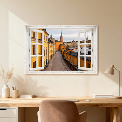 Paysage et nature, vue de rue européenne à travers un cadre de fenêtre