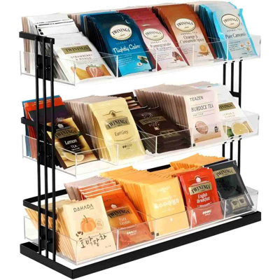 Organisateur de sachets de thé noir et acier à 3 niveaux