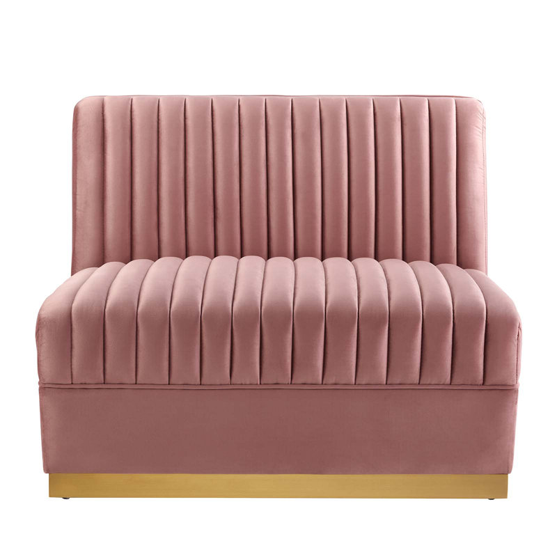 Fauteuil modulaire en velours Sanguine Channel, Velours rose