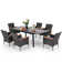 Alyah Stretchable Dining Table With 6 PE Rattan Chairs-6-Person Dining Set