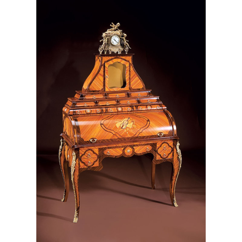 Louis XVI Curved Solid Wood Secretary Desk