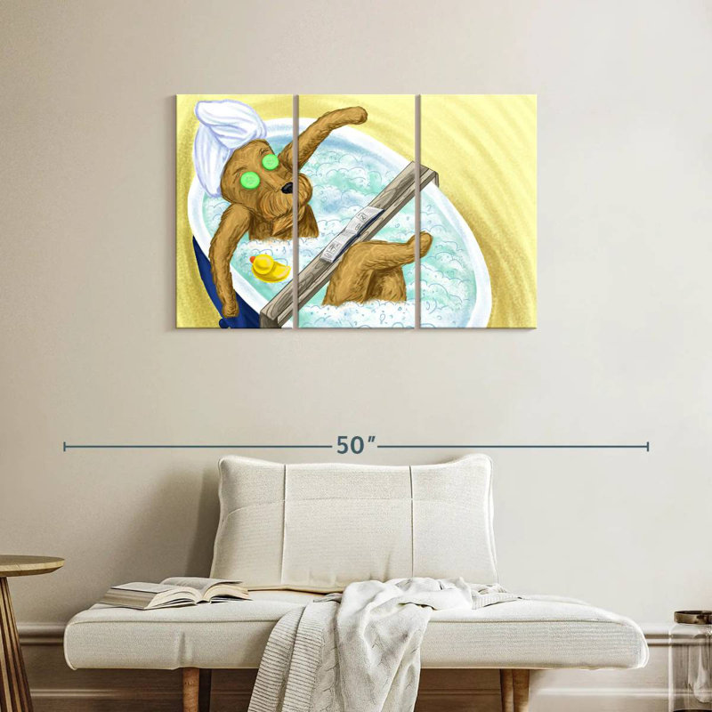Ketti Dog In A Bubble Bath, 24" H x 38" W