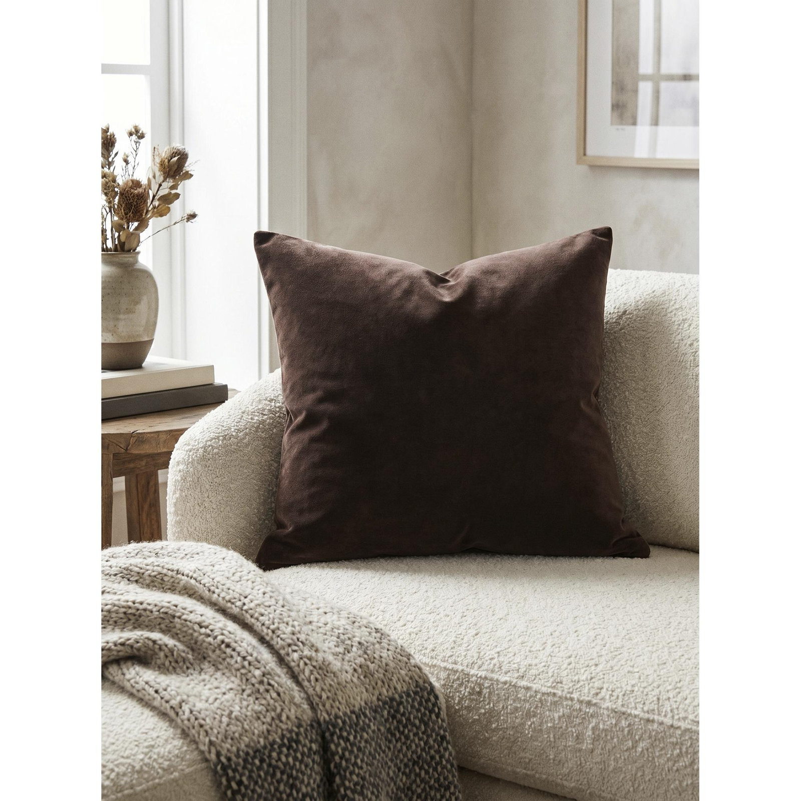 Denny Velvet Throw Pillow , Duck Down, Rectangle 13"H x 20"W, White