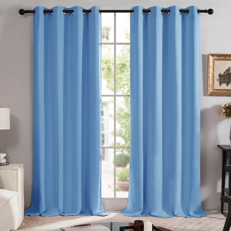 Deconovo 100% Blackout Grommet Curtain Panels with Liner, Thermal Insulated Room Darkening Curtains (Set of 2), 52" W x 63" L