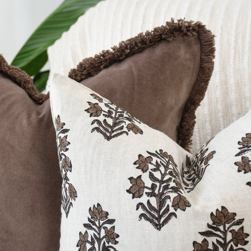 Brown Block Print Pillow Covers