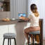 Swivel Upholstered Counter Stool with Metal Frame-1610283942