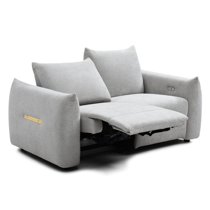 Fauteuil inclinable moderne avec porte-gobelet et fonction d'inclinaison électrique recouverte de lin gris