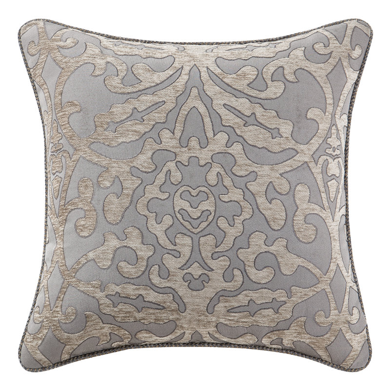Champagne and Gray Embroidered Decorative Pillow Set