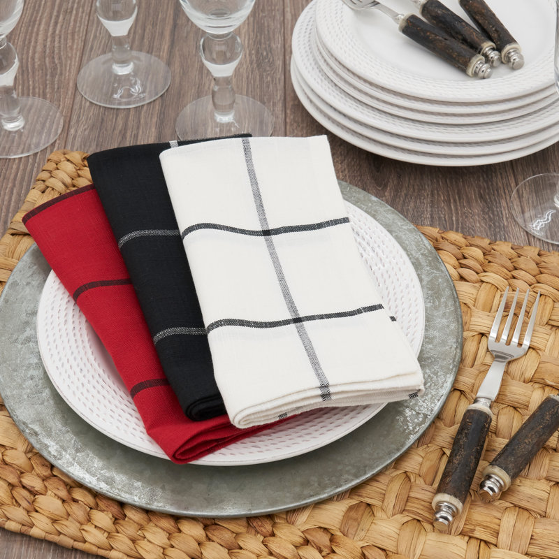 Red Cotton Plaid Christmas Table Napkins Set of 4