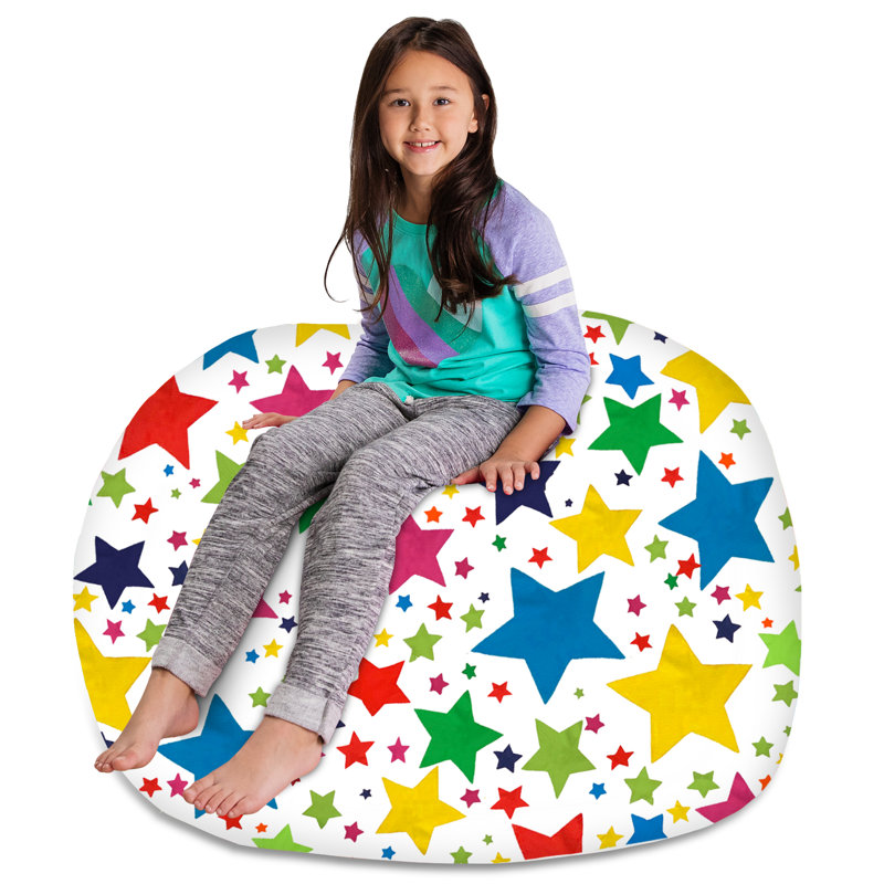 Kids Bean Bag Chair Cover - Stuffed Animal Storage & Toy Organizer with Zipper - Plush Storage Kids Bean Bag Cover only for Toddlers and Children's Rooms - Organizes Pillows, Blankets, and Stuffies - Multiple Colors, Sizes, and Fabrics