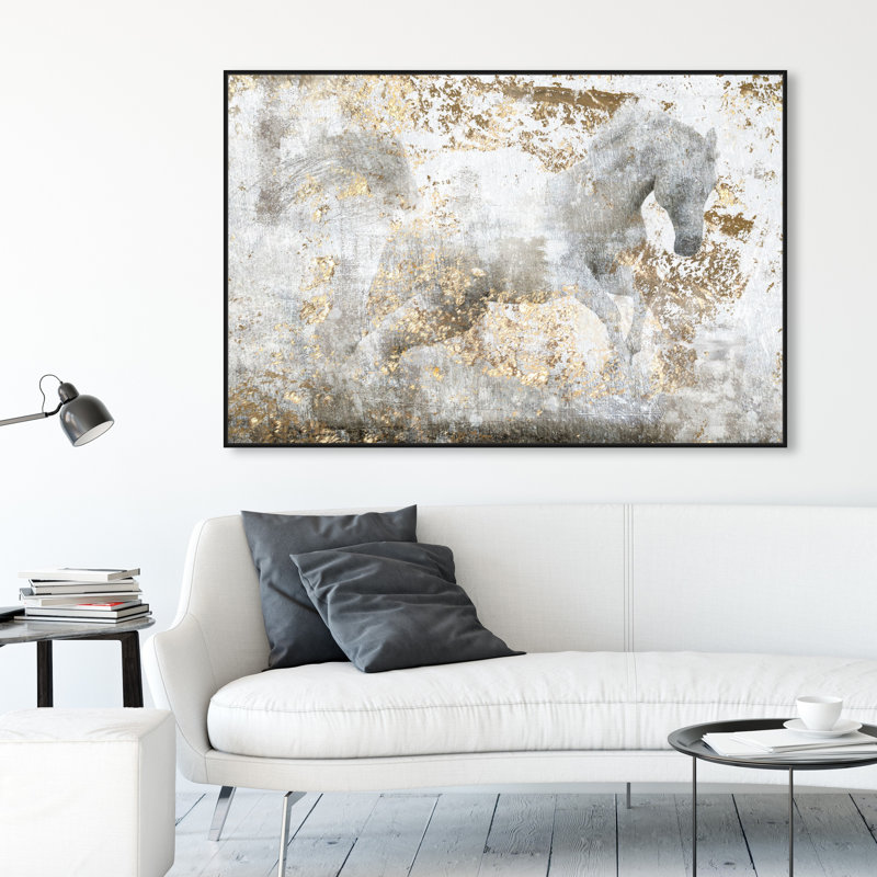 «Animals Courir», reproduction d'art graphique, Cadre noir, L 54 po x H 36 po