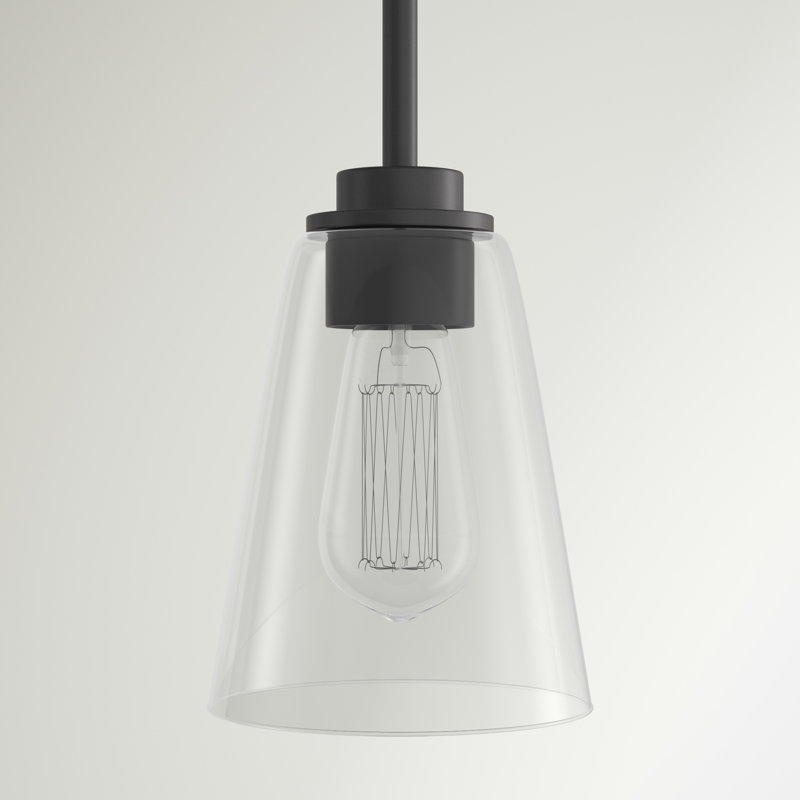 Lankford 1-Light Dimmable Single Pendant with Clear Glass , Matte Black