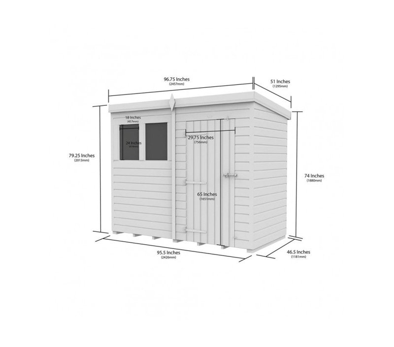8x4 Pent Composite Shed