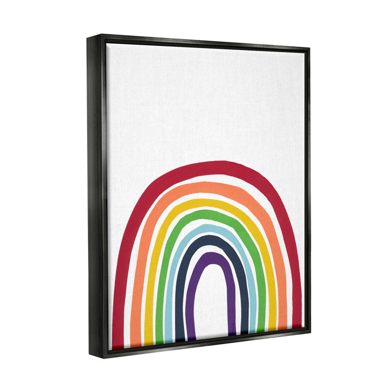 «Whimsical Asymmetric Rainbow Stripes Modern Kids Design» par Bronwyn Baker, peinture sur toile à cadre flottant