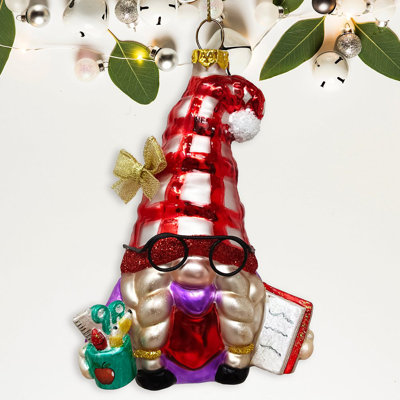 Festive Teacher Glass Christmas Ornament