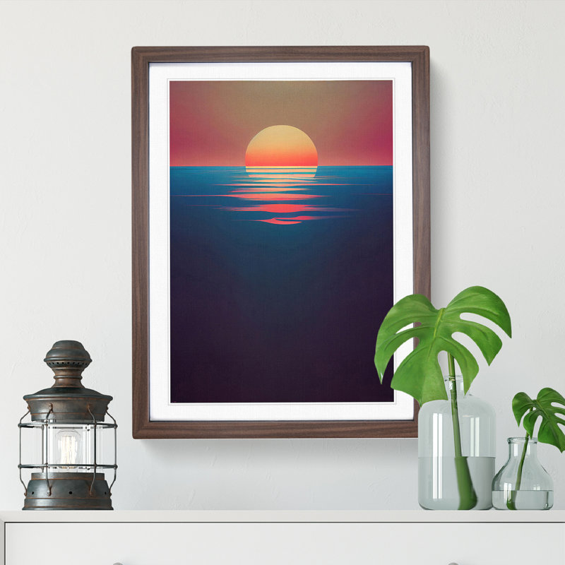 Beguiling Sunset View - Single Picture Frame Print, 64cm H x 46cm W x 2cm D, Walnut