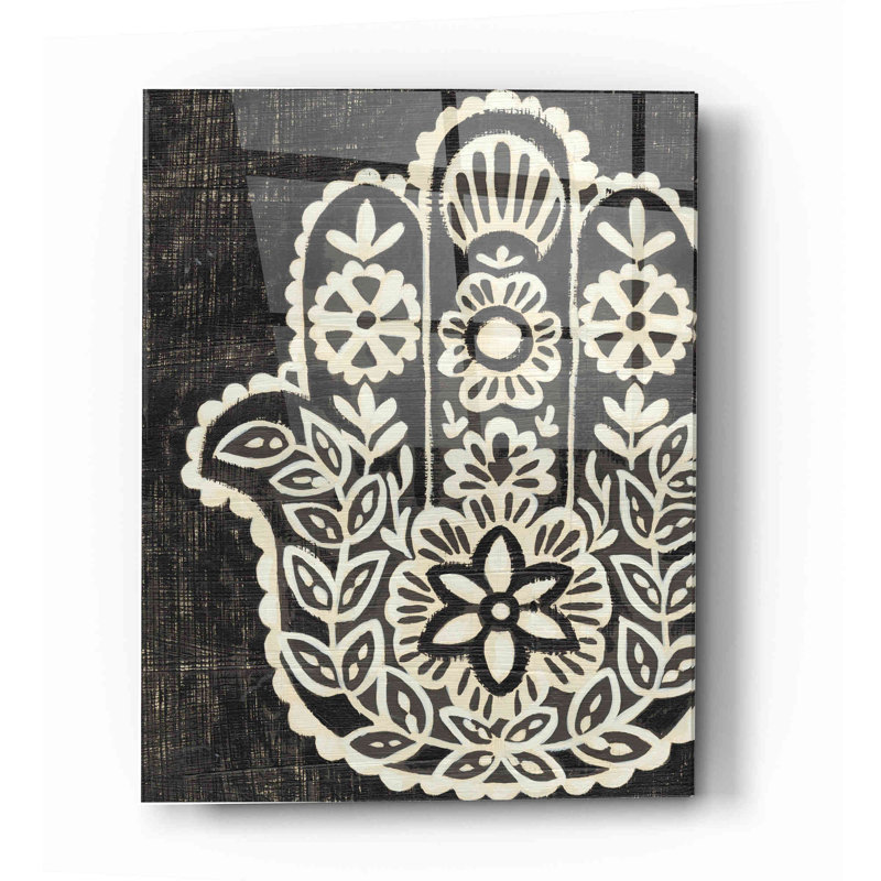 «Night Hamsa II» par Chariklia Zarris, art mural en verre acrylique, H 24 po x l 16 po x P 0,12 po