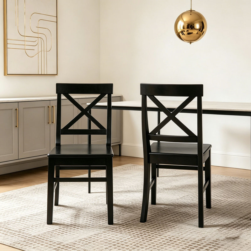 Chaises de salle à manger en bois d'acacia, Noir