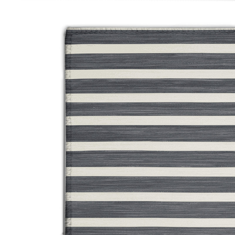 HorizontalStripes Grey Indoor and Outdoor Area Rug, Rectangle 2' x 3'